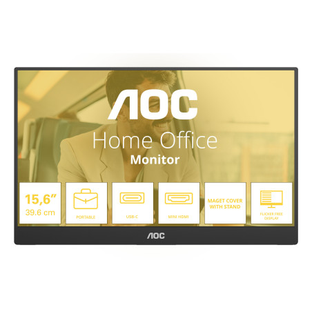AOC 16T20E2 TV e monitor portatile Nero 39,6 cm (15.6") LED 1920 x 1080 Pixel