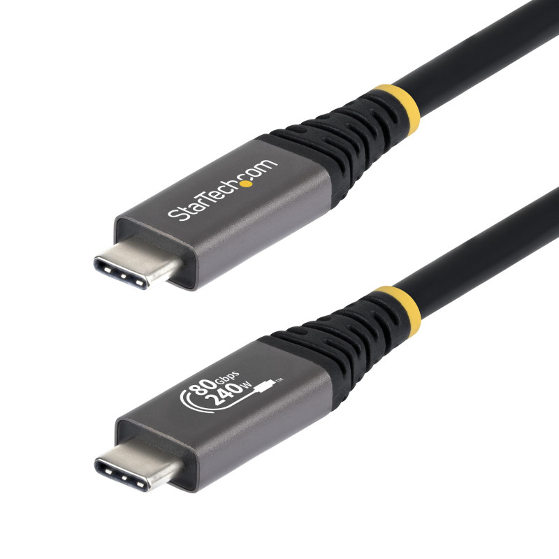 StarTech.com Cavo USB4 da 1m, Cavo USB-C Certificato USB-IF, 80Gbps, PD240W, 8K120Hz / 4K240Hz DP2.1 DP80, Cavetto Tipo-C