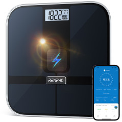 Renpho Elis Solar 2, Bilancia Smart pesapersone Bluetooth ad Energia Solare con Superficie ITO, 13 Metriche Corporee e App