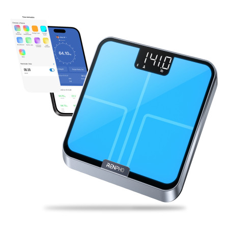 Renpho Elis Chroma, Bilancia Smart pesapersone Bluetooth con Illuminazione RGB Personalizzabile, 13 Metriche Corporee, Display
