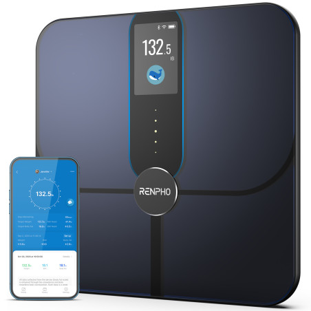 Renpho Elis Nova Bilancia Smart pesapersone Wi-Fi e Bluetooth con Display TFT 3.5", 18 Indici di Composizione Corporea,