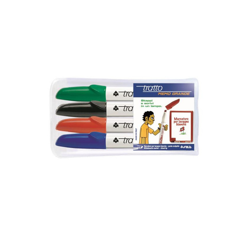 Tratto F852200 evidenziatore 4 pz Nero, Blu, Verde, Rosso