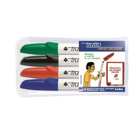 Tratto F852200 evidenziatore 4 pz Nero, Blu, Verde, Rosso