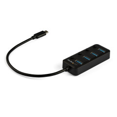 StarTech.com Hub USB-C a 4 porte - USB type C a 4 porte USB 3.0 type A con interruttori individuali On Off - SuperSpeed 5Gbps