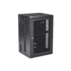 StarTech.com Armadio Rack 19" 18U a Muro - Server Rack 19 pollici a 4 montanti con cerniere - Rack Dati Ventilato con Ripiano