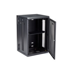 StarTech.com Armadio Rack 19" 18U a Muro - Server Rack 19 pollici a 4 montanti con cerniere - Rack Dati Ventilato con Ripiano