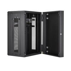 StarTech.com Armadio Rack 19" 18U a Muro - Server Rack 19 pollici a 4 montanti con cerniere - Rack Dati Ventilato con Ripiano
