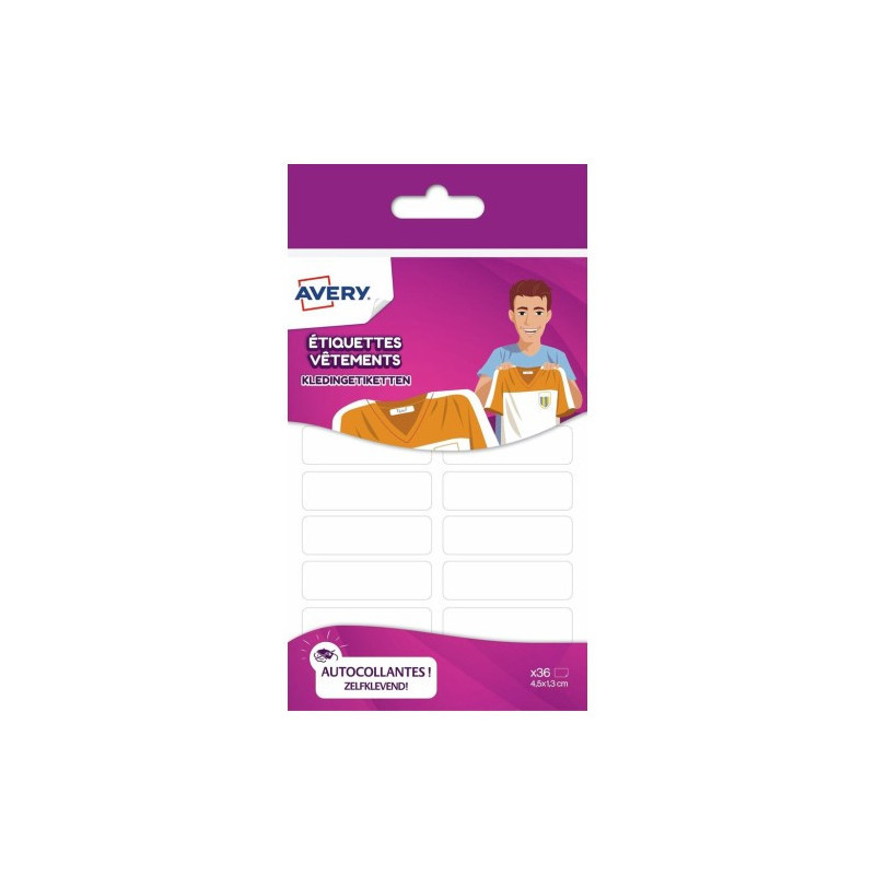 Avery ETVET36 etichetta autoadesiva Rettangolo Permanente Bianco 36 pz