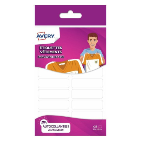Avery ETVET36 etichetta autoadesiva Rettangolo Permanente Bianco 36 pz