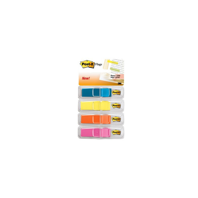 Post-It Highlighting Flags, Bright Colors, 1/2 in Wide, 35/Disp, 4 Disp/Pack bandiera autoadesiva 35 fogli