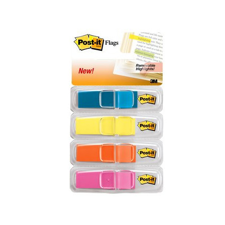 Post-It Highlighting Flags, Bright Colors, 1 2 in Wide, 35 Disp, 4 Disp Pack bandiera autoadesiva 35 fogli
