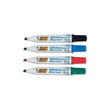 BIC Velleda Whiteboard Marker 1701 evidenziatore 4 pz Tipo di punta Nero, Blu, Verde, Rosso