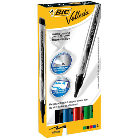 BIC Velleda Liquid Ink Pocket evidenziatore 4 pz Tipo di punta Nero, Blu, Verde, Rosso