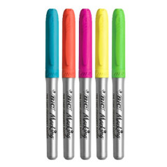 BIC 968410 evidenziatore 5 pz Punta conica Blu, Verde, Arancione, Rosa, Giallo