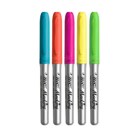 BIC 968410 evidenziatore 5 pz Punta conica Blu, Verde, Arancione, Rosa, Giallo