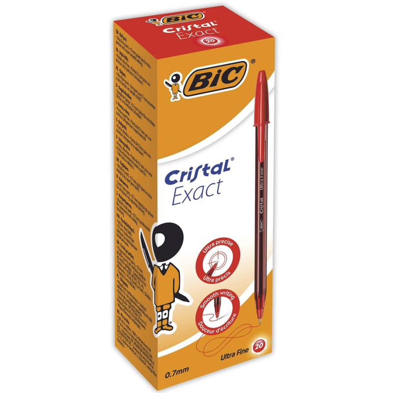 BIC Cristal Exact Rosso Penna a sfera Ultra sottile 20 pz