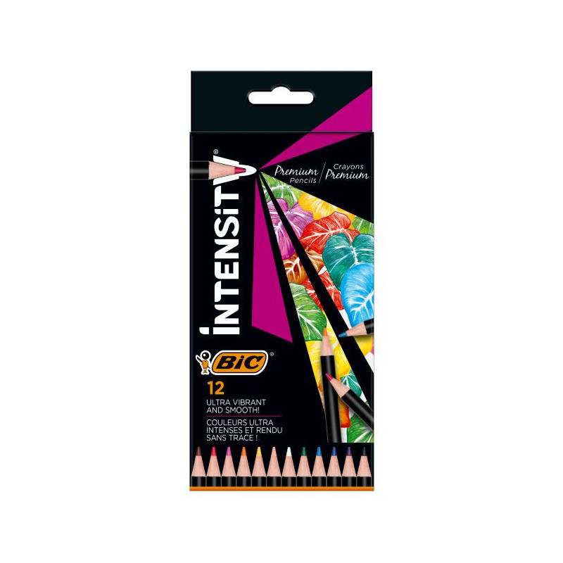 BIC Intensity Premium Nero, Blu, Marrone, Verde, Azzurro, Arancione, Rosa, Viola, Rosso, Viola, Bianco, Giallo 12 pz
