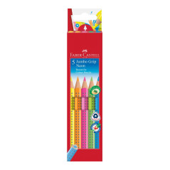 Faber-Castell Jumbo GRIP Blu, Verde, Arancione, Rosa, Giallo 5 pz