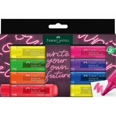 Faber-Castell 254601 evidenziatore 8 pz Punta smussata Blu, Verde, Lillà, Arancione, Rosa, Rosso, Giallo