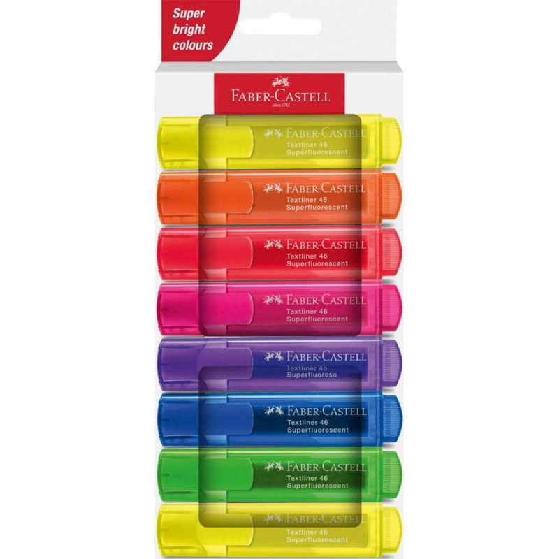 Faber-Castell Textliner 46 Superfluorescent evidenziatore 8 pz Punta smussata Multicolore