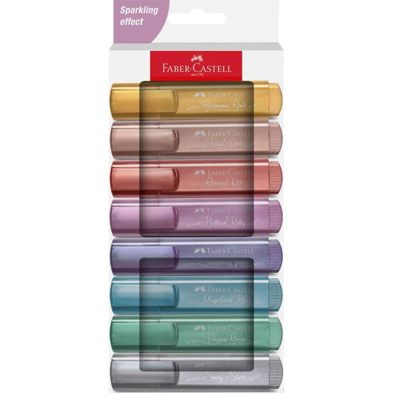 Faber-Castell Textliner 46 Metallic evidenziatore 8 pz Metallico, Multicolore