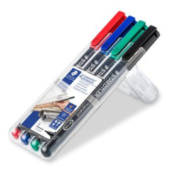 Staedtler Lumocolor 313 WP4 marcatore permanente Nero, Blu, Verde, Rosso 4 pz