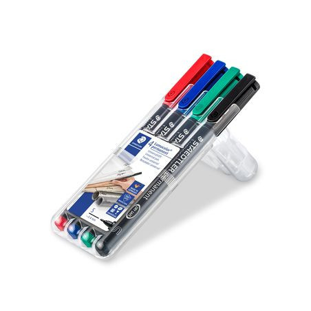 Staedtler Lumocolor 313 WP4 marcatore permanente Nero, Blu, Verde, Rosso 4 pz