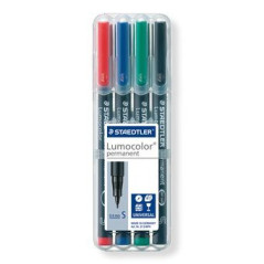 Staedtler Lumocolor 313 WP4 marcatore permanente Nero, Blu, Verde, Rosso 4 pz