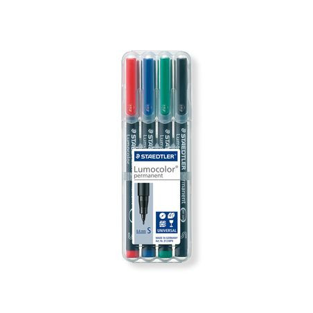 Staedtler Lumocolor 313 WP4 marcatore permanente Nero, Blu, Verde, Rosso 4 pz