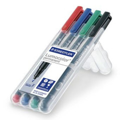Staedtler Lumocolor 318 WP4 marcatore permanente Punta sottile Nero, Blu, Verde, Rosso 4 pz