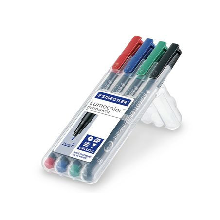 Staedtler Lumocolor 318 WP4 marcatore permanente Punta sottile Nero, Blu, Verde, Rosso 4 pz