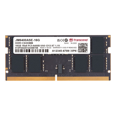 Transcend JM6400ASE-16G memoria 16 GB 1 x 16 GB DDR5 6400 MT s 262-pin SO-DIMM