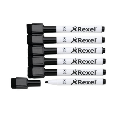 Rexel Pennarelli magnetici cancellabili a secco nero (6)