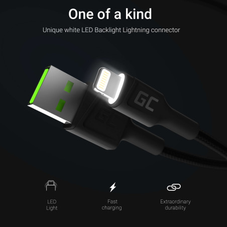 Green Cell KABGC05 cavo Lightning 1,2 m Nero