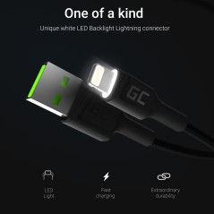 Green Cell KABGC12 cavo Lightning 2 m Nero