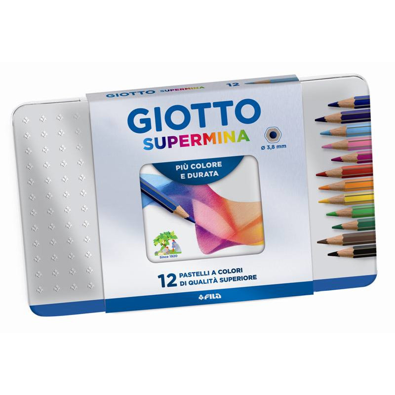 F.I.L.A. Scatola Metallo 12 Giotto Supermina - Diametro Mina 3,8Mm
