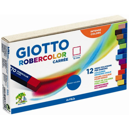 F.I.L.A. Astuccio 12 Gessi Policromi A Sezione Quadrata 12Mm, Lunghezza 90Mm Robercolor Carre'E