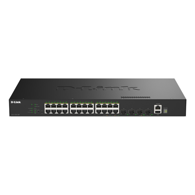 D-Link DGS-1530-28P/E switch di rete Gestito L2 Gigabit Ethernet (10/100/1000) Supporto Power over Ethernet (PoE) Nero