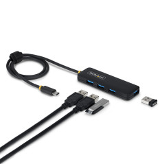 StarTech.com Hub USB-C a 4 Porte, Alimentato da BUS, Mini Hub USB 5Gbps per Laptop Descktop con 4 Porte USB-A e Cavo Integrato
