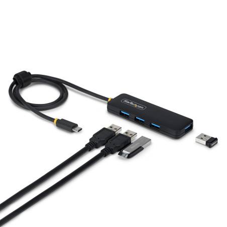 StarTech.com Hub USB-C a 4 Porte, Alimentato da BUS, Mini Hub USB 5Gbps per Laptop Descktop con 4 Porte USB-A e Cavo Integrato