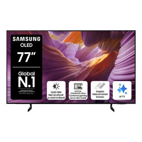 Samsung OLED AI TV 77" QE77S85FAEXZT 4K, Processore NQ4 AI Gen2, 4K AI Upscaling, Schermo antiriflesso, OLED HDR, Dolby Atmos &