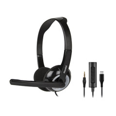 Hamlet HHEADMUS-CJ cuffia e auricolare Cablato A Padiglione Ufficio USB tipo-C Nero