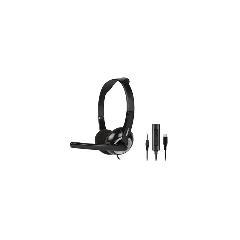 Hamlet HHEADMUS-CJ cuffia e auricolare Cablato A Padiglione Ufficio USB tipo-C Nero