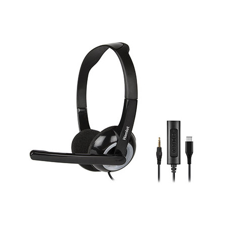 Hamlet HHEADMUS-CJ cuffia e auricolare Cablato A Padiglione Ufficio USB tipo-C Nero