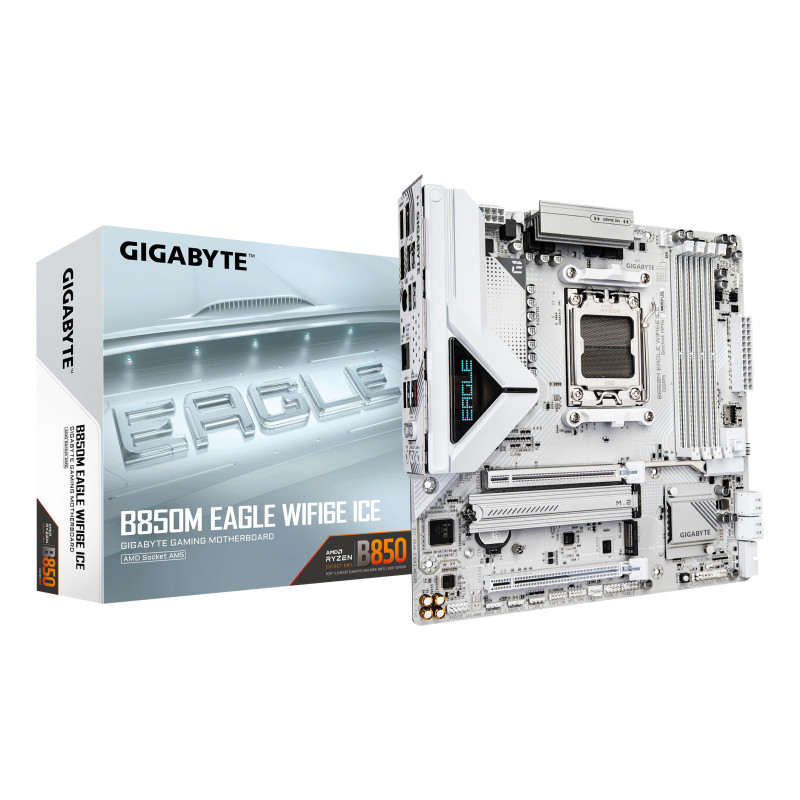 GIGABYTE B850M EAGLE WIFI6E ICE Scheda Madre – CPU AMD Ryzen serie 9000, VRM digitale a 8+2+2 fasi, fino a 8200 MHz DDR5 (OC), GIGABYTE B850M EAGLE WIFI6E ICE Scheda Madre – CPU AMD Ryzen serie 9000, VRM digitale a 8+2+2 fasi, fino a 8200 MHz DDR5 (OC),