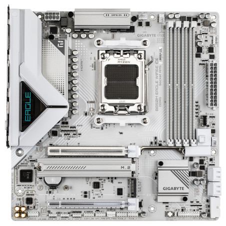 GIGABYTE B850M EAGLE WIFI6E ICE Scheda Madre – CPU AMD Ryzen serie 9000, VRM digitale a 8+2+2 fasi, fino a 8200 MHz DDR5 (OC),