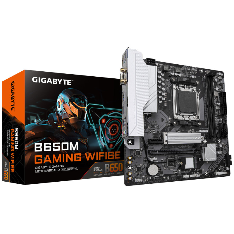 GIGABYTE B650M GAMING WIFI6E Scheda Madre - CPU AMD Ryzen Serie 9000, VRM 5+2+2 fasi, fino a 6400 MHz DDR5 (OC), 1xPCIe 4.0 GIGABYTE B650M GAMING WIFI6E Scheda Madre - CPU AMD Ryzen Serie 9000, VRM 5+2+2 fasi, fino a 6400 MHz DDR5 (OC), 1xPCIe 4.0