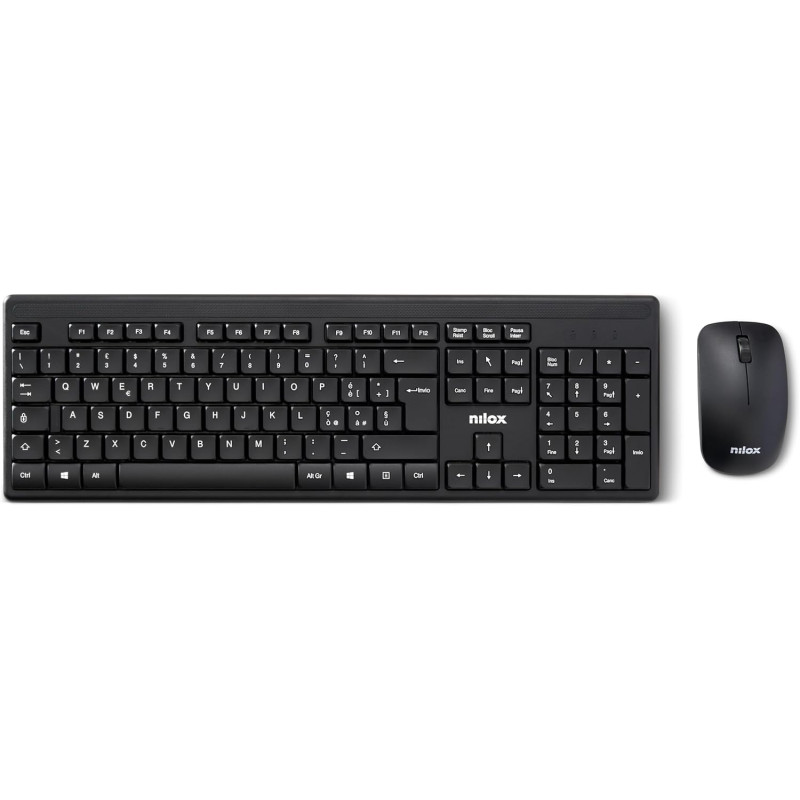Nilox NXKMWIT011, Kit Tastiera e Mouse Wireless con Distanza Operativa di 10m, Tastiera con Layout Italiano