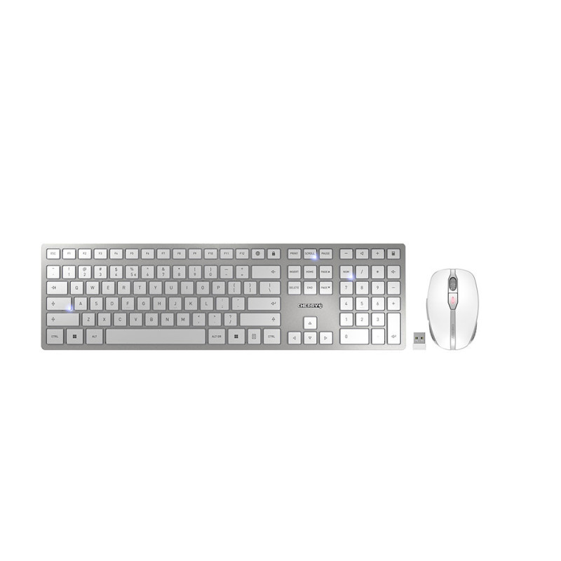 CHERRY DW 9100 SLIM tastiera Mouse incluso Universale RF senza fili + Bluetooth QWERTY Inglese US Argento