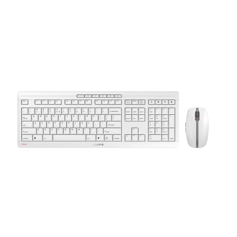 CHERRY Stream Desktop Recharge tastiera Mouse incluso Universale RF Wireless QWERTY Inglese Grigio